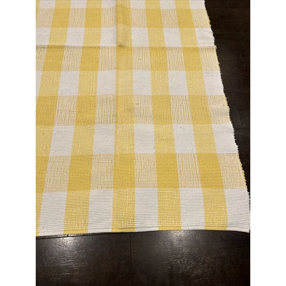 Crate and Barrel plaid farmhouse Yellow White 60 x 34
